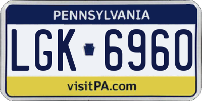 PA license plate LGK6960