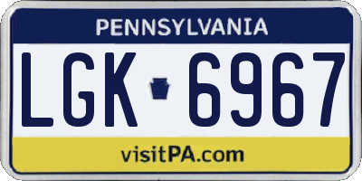 PA license plate LGK6967