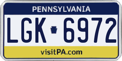 PA license plate LGK6972
