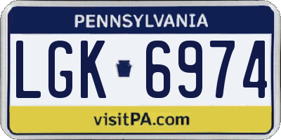 PA license plate LGK6974