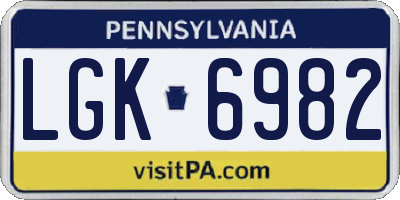 PA license plate LGK6982