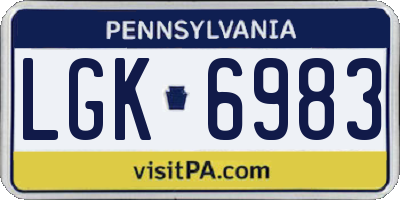 PA license plate LGK6983