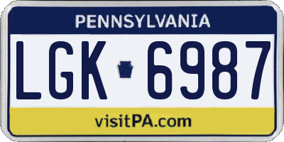 PA license plate LGK6987