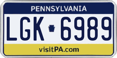 PA license plate LGK6989