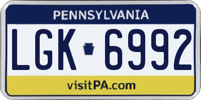 PA license plate LGK6992