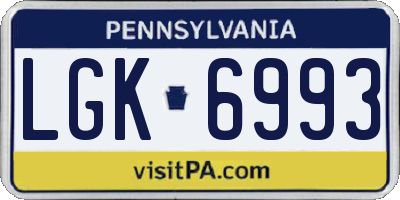 PA license plate LGK6993