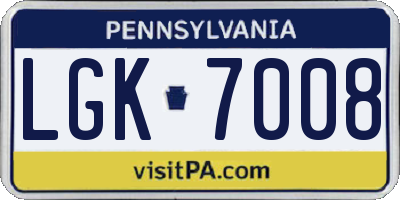 PA license plate LGK7008