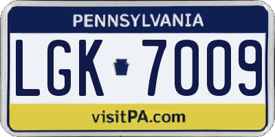 PA license plate LGK7009