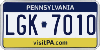 PA license plate LGK7010