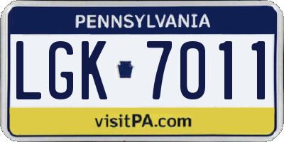 PA license plate LGK7011