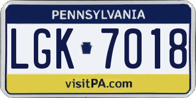 PA license plate LGK7018