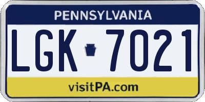 PA license plate LGK7021