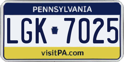 PA license plate LGK7025