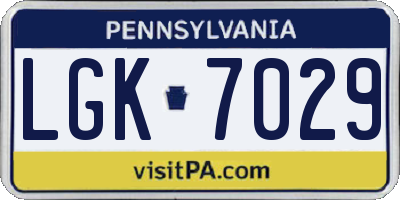 PA license plate LGK7029