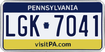 PA license plate LGK7041