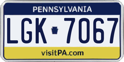 PA license plate LGK7067