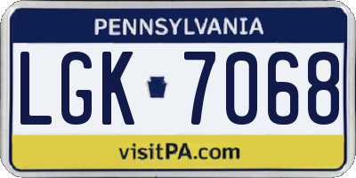 PA license plate LGK7068