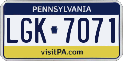 PA license plate LGK7071