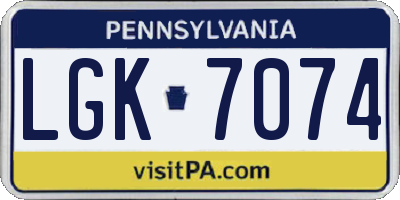 PA license plate LGK7074