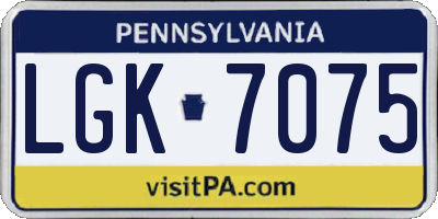 PA license plate LGK7075