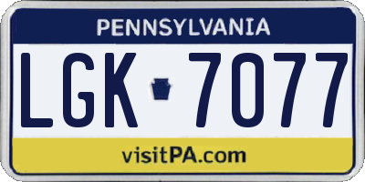 PA license plate LGK7077