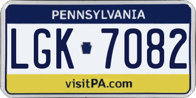 PA license plate LGK7082