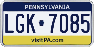 PA license plate LGK7085