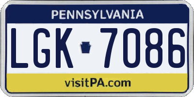 PA license plate LGK7086