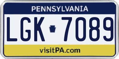 PA license plate LGK7089