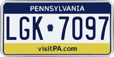 PA license plate LGK7097
