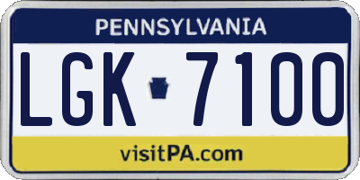 PA license plate LGK7100