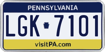 PA license plate LGK7101
