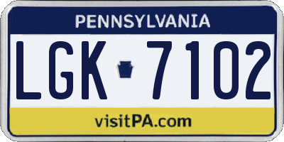 PA license plate LGK7102