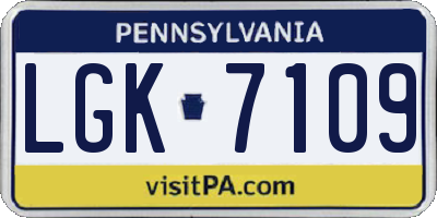 PA license plate LGK7109