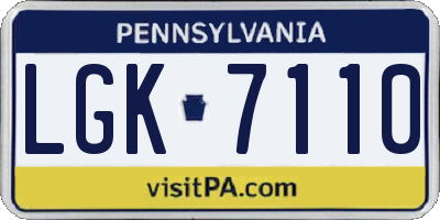 PA license plate LGK7110