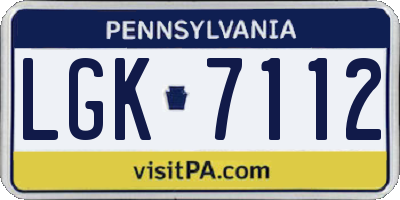 PA license plate LGK7112