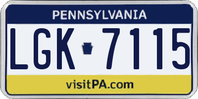 PA license plate LGK7115