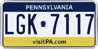PA license plate LGK7117