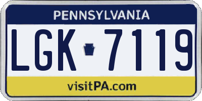 PA license plate LGK7119