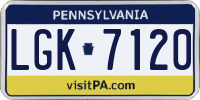 PA license plate LGK7120