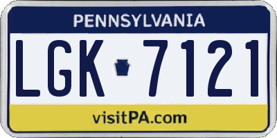 PA license plate LGK7121
