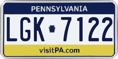 PA license plate LGK7122