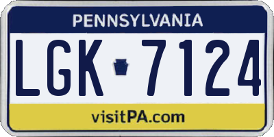 PA license plate LGK7124