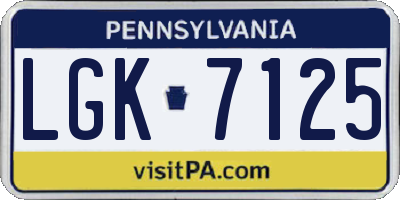 PA license plate LGK7125