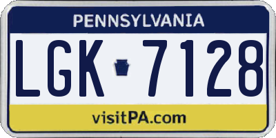 PA license plate LGK7128