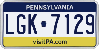 PA license plate LGK7129