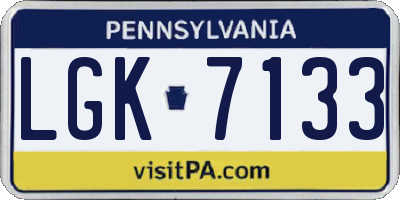 PA license plate LGK7133