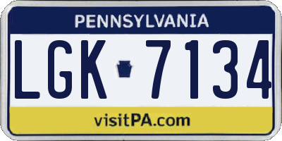 PA license plate LGK7134