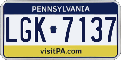 PA license plate LGK7137