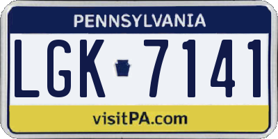 PA license plate LGK7141
